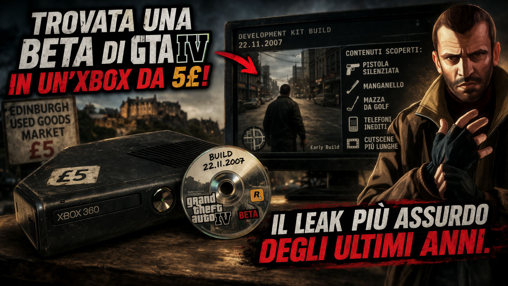 Leak GTA IV Beta: cosa rivela la build del 2007 trovata su una Xbox da 5£